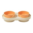 thumbnail image 3 of 2-in-1 Double Cat Dog Bowl, Anti-Tip Weighted Base Non-Slip Food-Grade Plastic Food & Water Feeder, Removable Easy Clean for Small & Medium Pets, Beige, 3 of 7