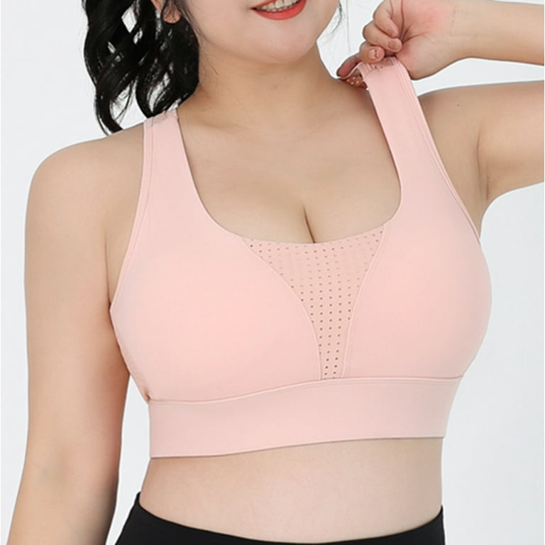 CHGBMOK Womens Bras Plus Size Mesh Stitching Sports Underwear High Strength  Fitness Vest Latex Bra Pad Yoga Clothes 