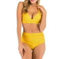 thumbnail image 5 of Summer Beach Holiday Two Piece Swimsuits for Women Strapped High Waisted Solid Push Up Bikinis Trendy Bathing Suits on Clearance Yellow,L, 5 of 7