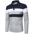 thumbnail image 4 of SOMOWI Graphic Tees for Men Patchwork Splicing Button Turn Down Long Sleeve Grey Fall Top 3XL, 4 of 4