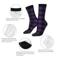 thumbnail image 3 of Haiem Purple Black Plaid Pattern Crew Socks – Soft & Durable Moisture-wicking Socks, Stay-Up Fit for Business, Work, and Casual Wear Size 5-11, 3 of 6