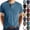 #01 Blue, variant on Cotton Shirt for Men Short Sleeve Chest Pocket Tee Solid Color Henley Collar Button Front Classic Fit Regular Casual T-Shirt, #01 Green, XL