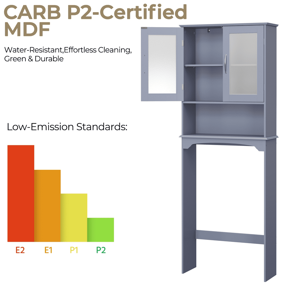 Renwick Free-Standing Toilet Storage Cabinet Bathroom Storage Rack with Open Shelf, Gray