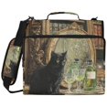thumbnail image 2 of Zipper Binder with Shoulder Strap 2 inch 3 Ring Waterproof File Folder Organizer Bag 500 Sheet Black Cat with Green Eyes, 2 of 8