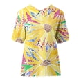 thumbnail image 4 of TSADFHJI Hauts d'Été pour Femmes Boho Mode Rétro Colorée Chemise Décontractée à Col Rabattu Manches Courtes T-Shirt TG Jaune, 4 of 5