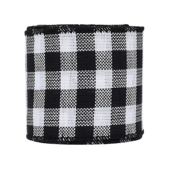 63mm Christmas Ribbon Wired Classic Plaid Thicker DIY Anti-fade Gift Packing Imitation Flax Large Bowknot Making Xmas Tree Ribbon