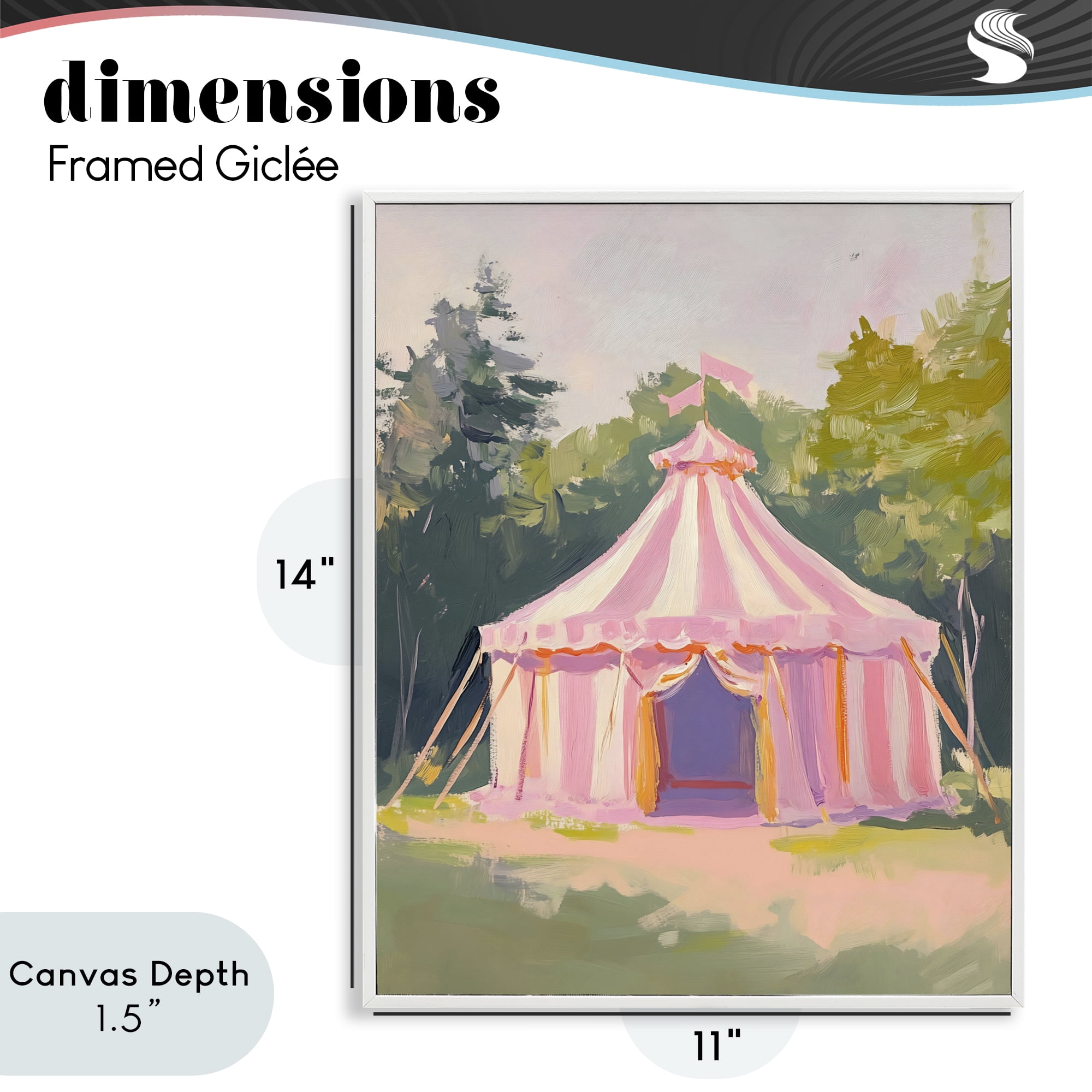 Stupell Industries Pink Circus Tent in Meadow White Framed Giclee Art, design by The Prints Vibe