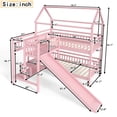 thumbnail image 4 of URTR Twin Over Twin House-shaped Bunk bed with Slide, Storage Stairs and Guardrail, Wooden Twin Size Playhouse Bunk Bedframe for Bedroom, Two Placement Methods, Noise-free Design, Pink, 4 of 9