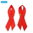 thumbnail image 3 of Uxcell 50 Pieces Red Polyester Ribbon Satin Pins, Awareness Ribbon Satin with Safety Pins, 3 of 6