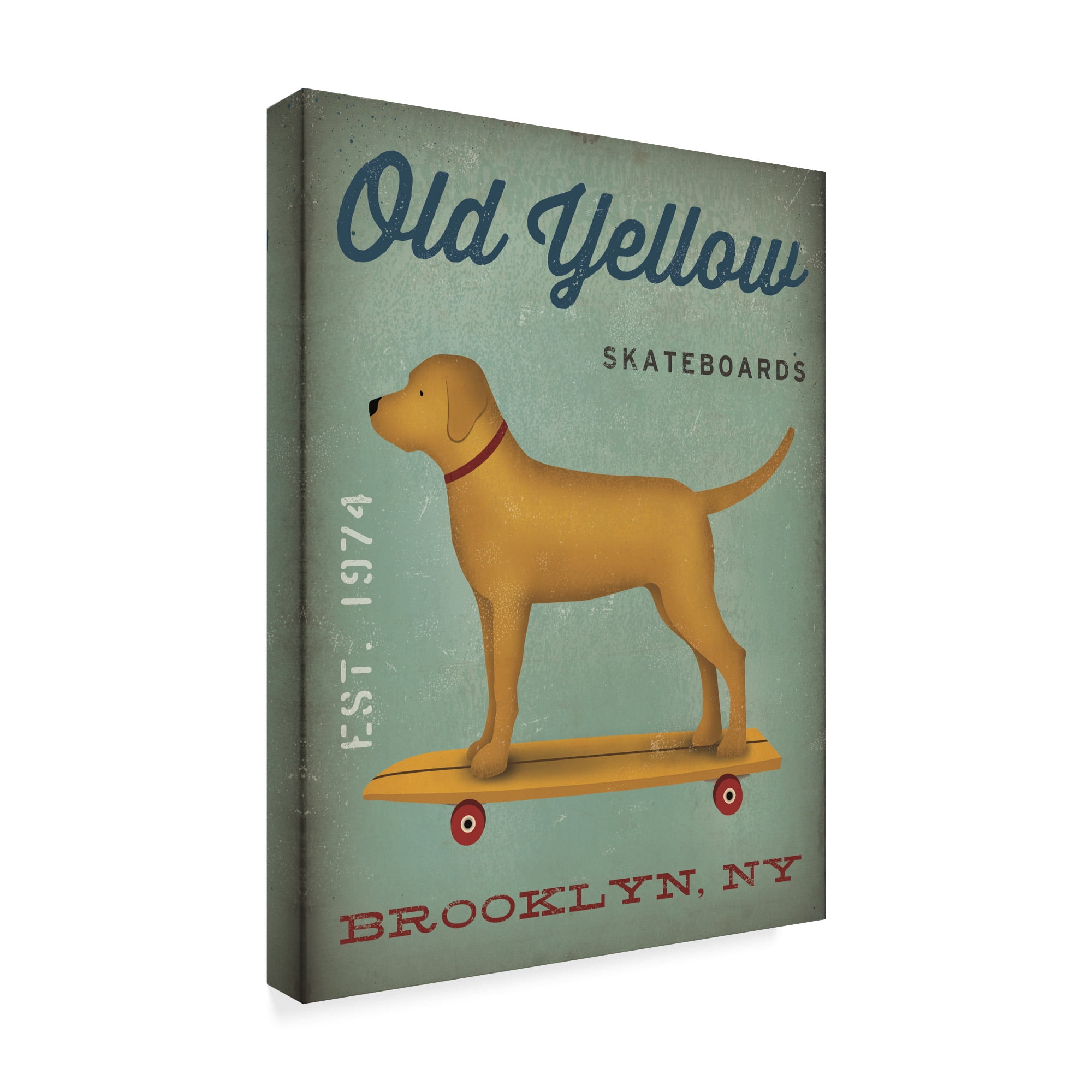 Trademark Fine Art 'Golden Dog on Skateboard' Canvas Art by Ryan Fowler