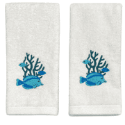Serafina Home Tropical Fish And Sea Coral Summer Fingertip Towels For The Bathroom, Set Of Two 12" x 18"