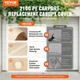 thumbnail image 2 of VEVOR Carport Replacement Canopy Cover 10 x 20 ft, Garage Top Tent Shelter Tarp Heavy-Duty Waterproof & UV Protected, Easy Installation with Ball Bungees,Beige (Only Top Cover, Frame Not Include), 2 of 9