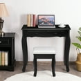 thumbnail image 4 of Costway Vanity Makeup Dressing Table Set W/Stool 4 Drawer&Mirror Jewelry Wood Desk Black, 4 of 12