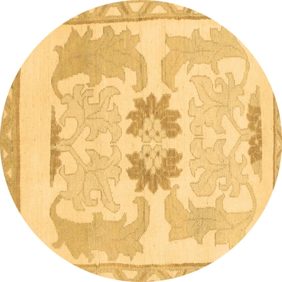 Ahgly Company Indoor Round Abstract Brown Modern Area Rugs, 3' Round