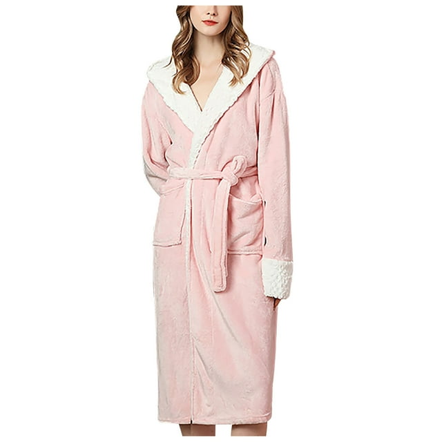 Teissuly Peignoirs pour Femmes, Robe de Nuit Chaude d'Hiver, Robes de Couple, Pyjamas, Manches Longues, Robe de Maison à Cordon, Vêtements de Détente