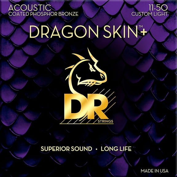 DR Strings Dragon Skin  Coated Accurate Core Technology 6-String Phosphor Bronze Acoustic Guitar Strings 11 - 50
