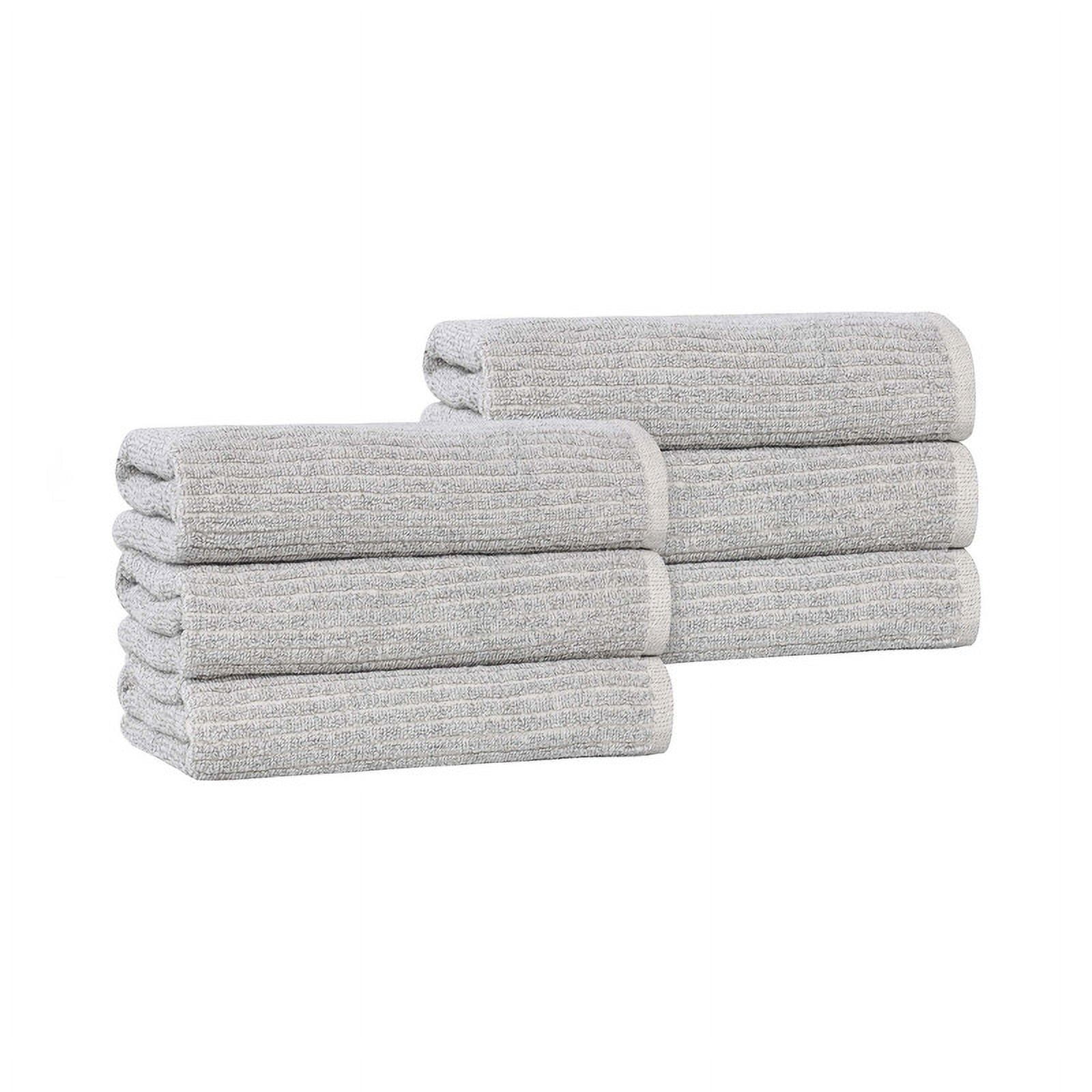 Superior Destin Viscose 6 Piece Cotton Blend Hand Towel Set, Medium Weight Soft Towels, Platinum