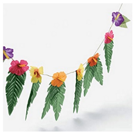 Hibiscus Wedding - 4 Strands Hibiscus Flowers & Leaves Garland Luau Party Decor Hawaiian Wedding Decoration by fx