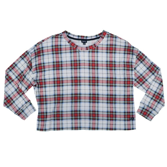 Gap Women's 2-Pc Pajama Set Long-Sleeve Jogger Ivory Plaid Xl New