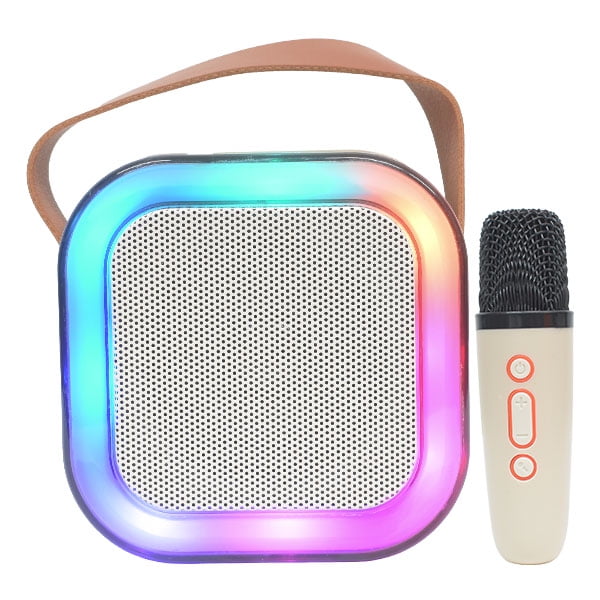 Mini Bocina Bluetooth Karaoke Con Micrófono Beige