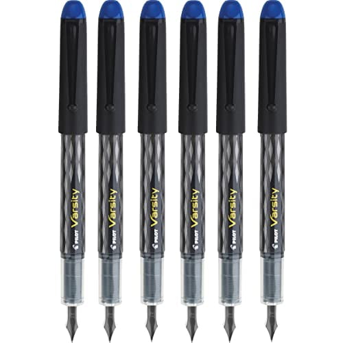 PILOT Varsity Disposable Fountain Pens, Blue Ink, Medium Point, Pack of 6