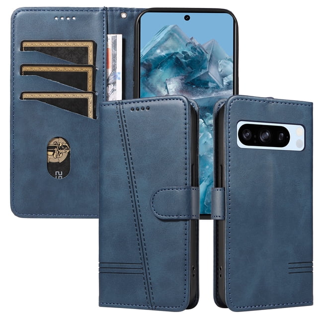 Phone Case for Google Pixel 8 PRO 5G Magnetic PU Leather Card Slots Durable Wallet Cover