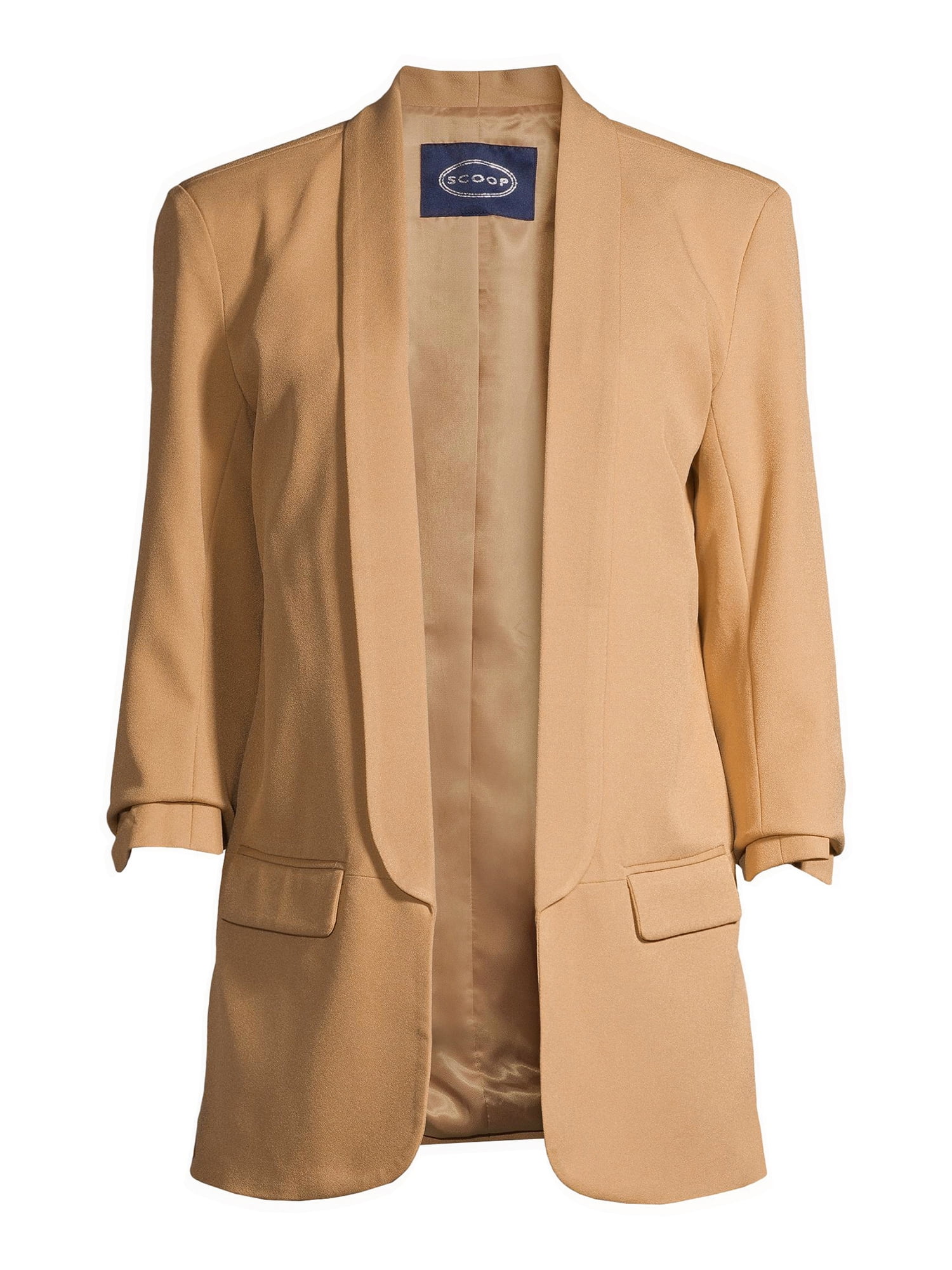 Scoop Women s Boyfriend Blazer with Scrunch Sleeves Walmart