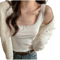 thumbnail image 2 of PiGOGI Women's Summer Lace Tank Top - Sleeveless Round Neck Casual Blouse, Breathable Comfortable Stretchy Camisole for Daily Wear White XL, 2 of 4