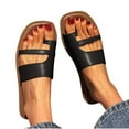 thumbnail image 5 of Xfvqtps Womens Slide Sandals Flat Toe Ring Square Toe Soft Sole Non Slip Casual Beach Sandals Black, 5 of 7