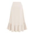 thumbnail image 4 of Women's Asymmetrical Ruffle Wrap Midi Skirts Flowy Western Cowgirl Skirts (Beige XL), 4 of 6