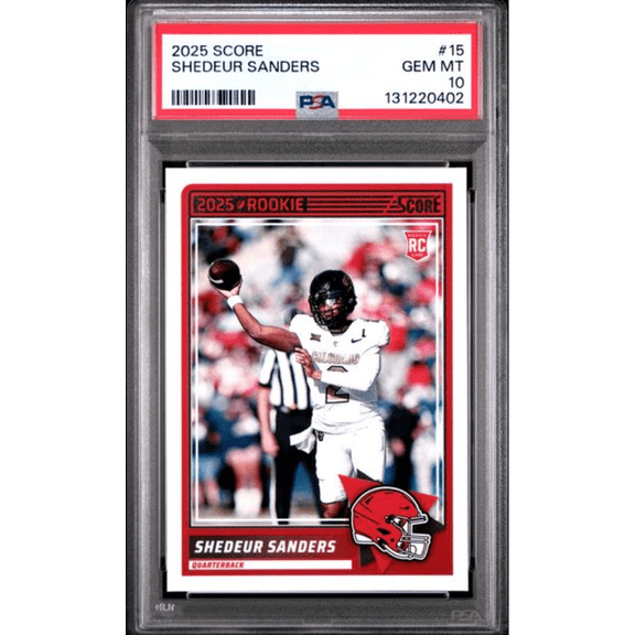 Graded 2025 Panini Score Shedeur Sanders #15 Rookie RC Football Card PSA 10 Gem Mint