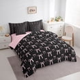 thumbnail image 2 of Erosebridal Pink Bowknot 7-Piece Twin Bedding Sets For Girls,Cute Bows Kawaii Stars Bedding Comforter Set,Pink Black,Reversible, 2 of 7