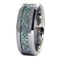 thumbnail image 3 of Wedding Rings Mens 8mm Silver Celtic Tungsten Band w/ Silver Green Carbon, 3 of 4