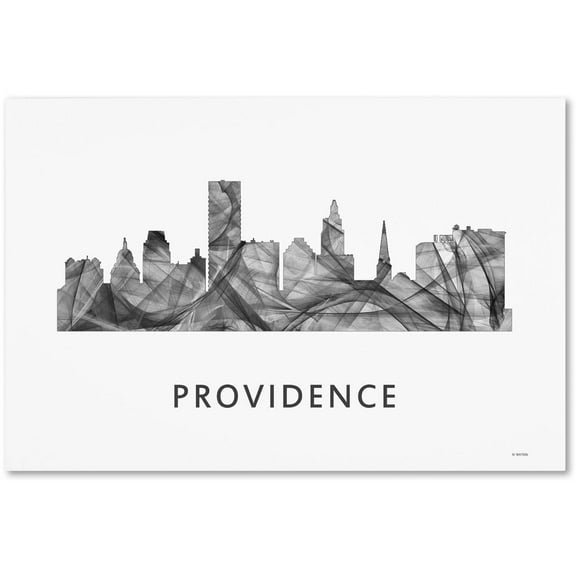 Trademark Fine Art 'Providence Rhode Island Skyline WB-BW' Canvas Art by Marlene Watson