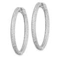 thumbnail image 5 of Auriga Fine Jewelry 925 Sterling Silver Rhod-plated 400 Stone Pav‚ 1.1mm CZ In/Out Hinged Hoop Earrings for Women, 5 of 6