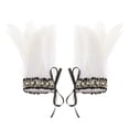 thumbnail image 2 of 1 par de muñequeras de felpa, accesorios para disfraces, plumas sintéticas Steampunk, calentadores de brazos teñidos, muñequera para baile latino, blanco Macarena Puños de muñeca, 2 of 8