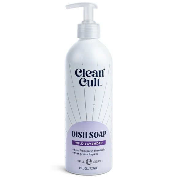 Cleancult Dish Soap, Refillable Aluminum Bottle, Fresh Rain, 16 fl oz