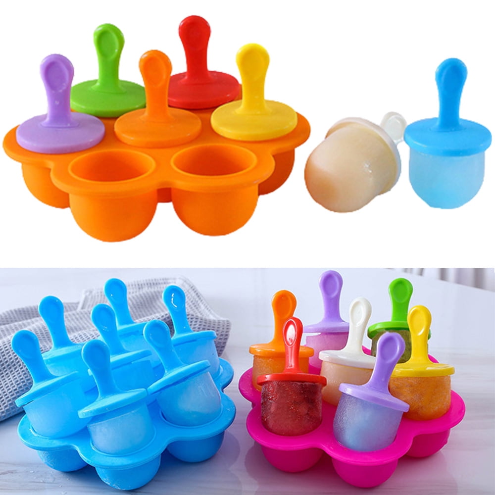Elbourn Popsicles Molds 7-cavity Mini Silicone Ice Pop Mold With Stick ...