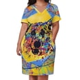 thumbnail image 2 of Vestido holgado con bolsillos y técnica mixta abstracta con retrato de Corgi colorido, vestidos para mujer 2025, vestidos para eventos especiales, vestido bonito., 2 of 6