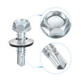 thumbnail image 4 of #14 x 1" Auto-Perforantes Tornillos, 50uds Galvanizado Acero Techos Tornillos Hexagonal Cabeza Auto-Perforantes Tornillos con EPDM Arandela para Metal a Metal, 4 of 6