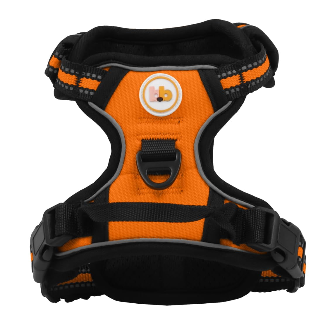 Buddy's Best Dog Harness, No-Pull Pet Harness with 2 Leash Clips, Adjustable Soft Padded Reflective Safety Pet Harness for No-Choke Pet Training (Orange, Medium)