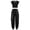 Black, variant on iEFiEL Girls Cap Sleeves Cutout Waist Tank Crop Top with Metal Chain Pocket Jogger Pants Workout Dance Outfit Black 10