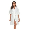 thumbnail image 4 of ANLIQI Women's 100% Cotton Robes Summer Short Sleeve Bathrobe Knee Length Sleepwear with Pockets(White,XL), 4 of 7
