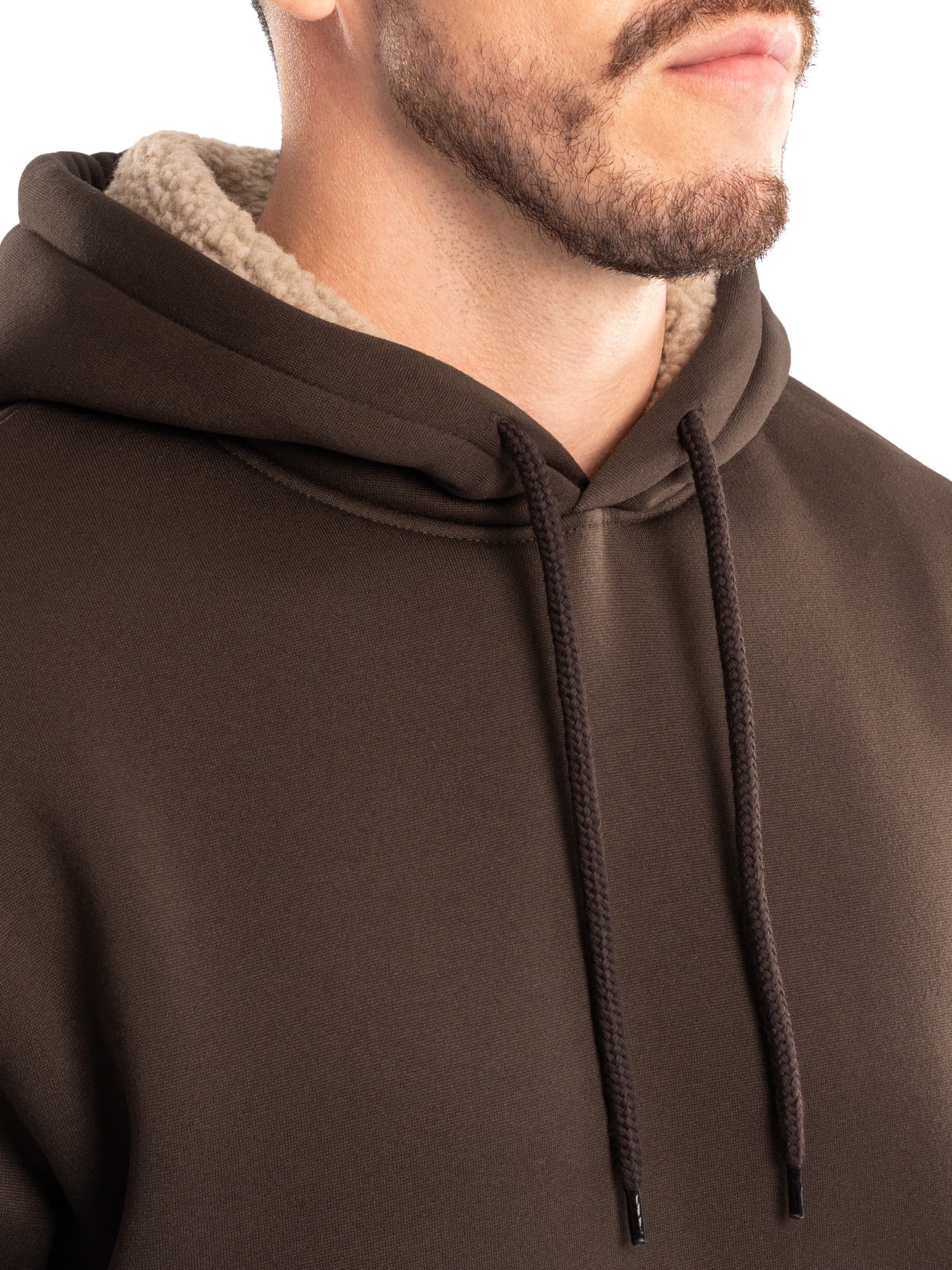 Wrangler Workwear Men's and Big Men's Relaxed Pullover Hoodie with Faux Shearling Lining, Sizes S-3XL