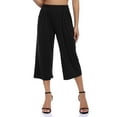 thumbnail image 2 of Kitsin Women's Elastic Waist Solid Palazzo Casual Wide Leg Pants with Pockets, 2 of 10