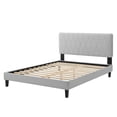 thumbnail image 3 of Platform Bed Frame, King Size, Velvet, Light Grey Gray, Modern Contemporary Urban Design, Bedroom Master Guest Suite, 3 of 10