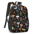 thumbnail image 2 of Mushroom and Butterfly Black Pattern 17" School Backpacks for Teens,Waterproof Oxford Fabric,S-Shape Padded Straps for School,Travel,Hiking,Camping, 2 of 6