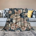 thumbnail image 2 of Orinice Cute Bunny &amp; Red Floral Blanket | Soft Warm Fuzzy Lightweight   Rabbit Throw Blanket Perfect for Couch, Bed, Travel &amp; Outdoor Use, Cozy Blankets for Adults Kids Women Girls   40x50in, 2 of 6