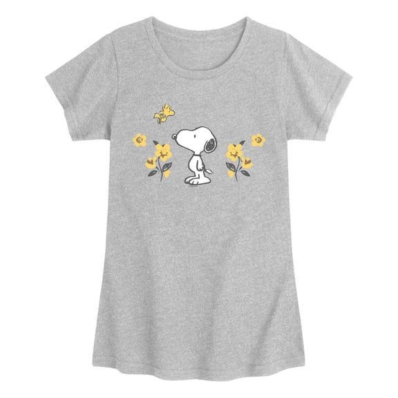 Peanuts - Snoopy Floral - Youth Girls Fitted Short Sleeve T-Shirt