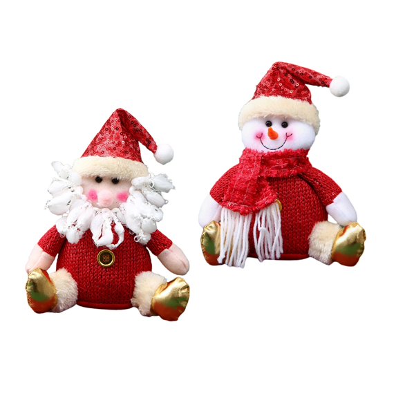 Doll Figurines Statue Sculpture Accessories Christmas Decoration Artwork Tabletop for Home Living Room Bedroom Christmas Red Snowman and Santa